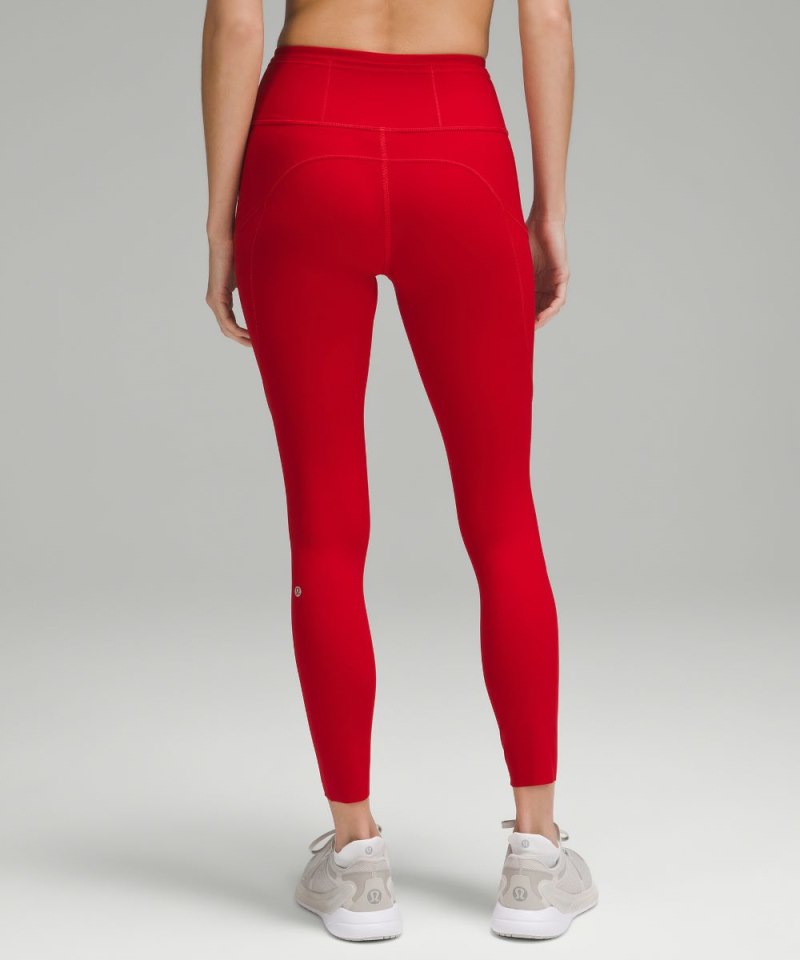 Lululemon Fast and Free High-Rise Tight 25" Dark Red Online Outlet Sale