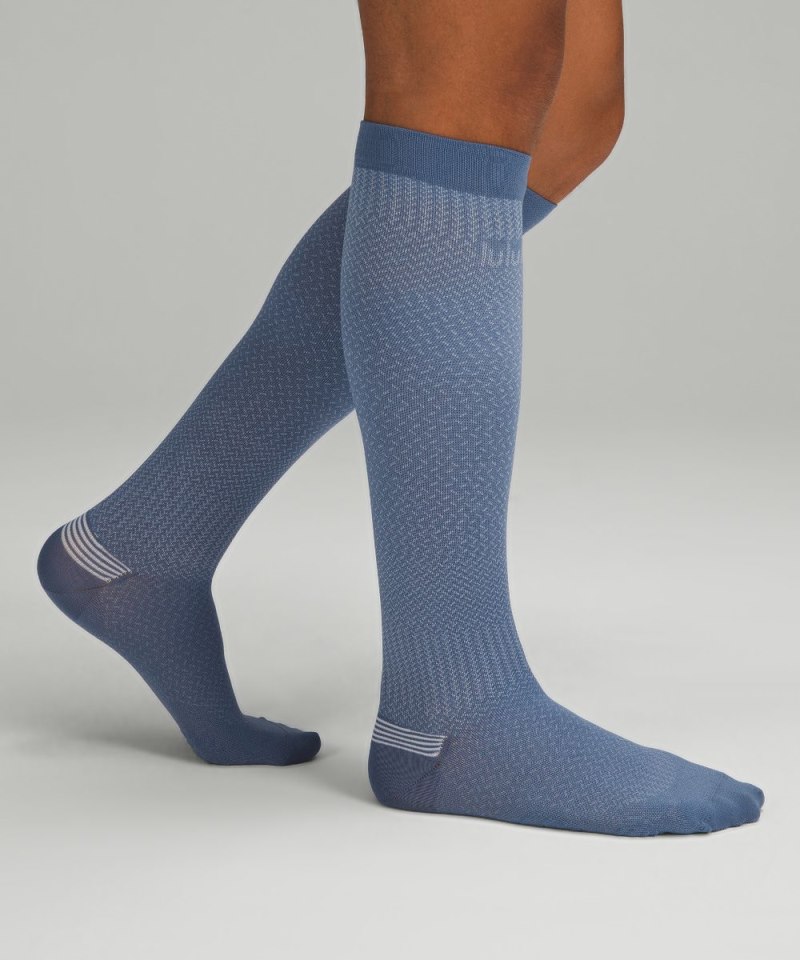 Lululemon Men's MicroPillow Compression Knee-High Running Socks *Light Cushioning Oasis Blue Online Outlet Sale