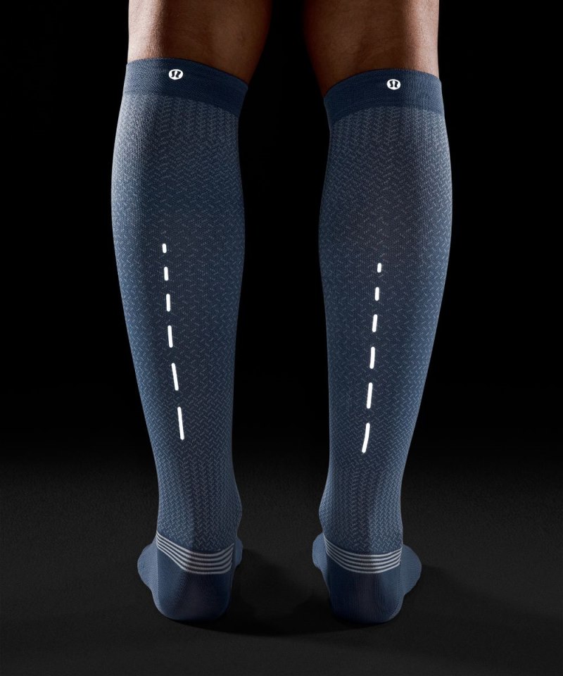 Lululemon Men's MicroPillow Compression Knee-High Running Socks *Light Cushioning Oasis Blue Online Outlet Sale