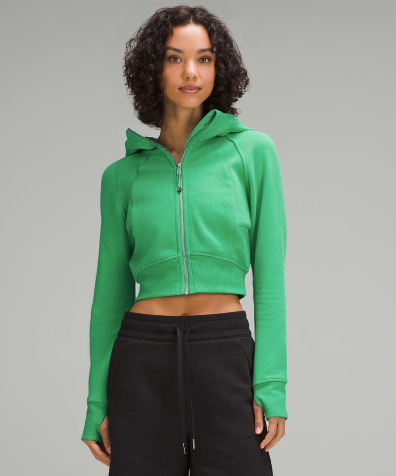 Lululemon Scuba Full-Zip Cropped Hoodie Green Punch Online Outlet Sale