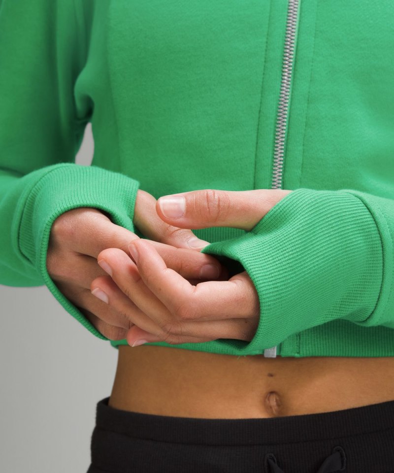 Lululemon Scuba Full-Zip Cropped Hoodie Green Punch Online Outlet Sale