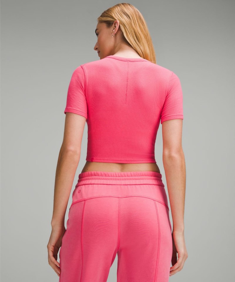 Lululemon Hold Tight Straight Hem Cropped T-Shirt Glaze Pink Online Outlet Sale