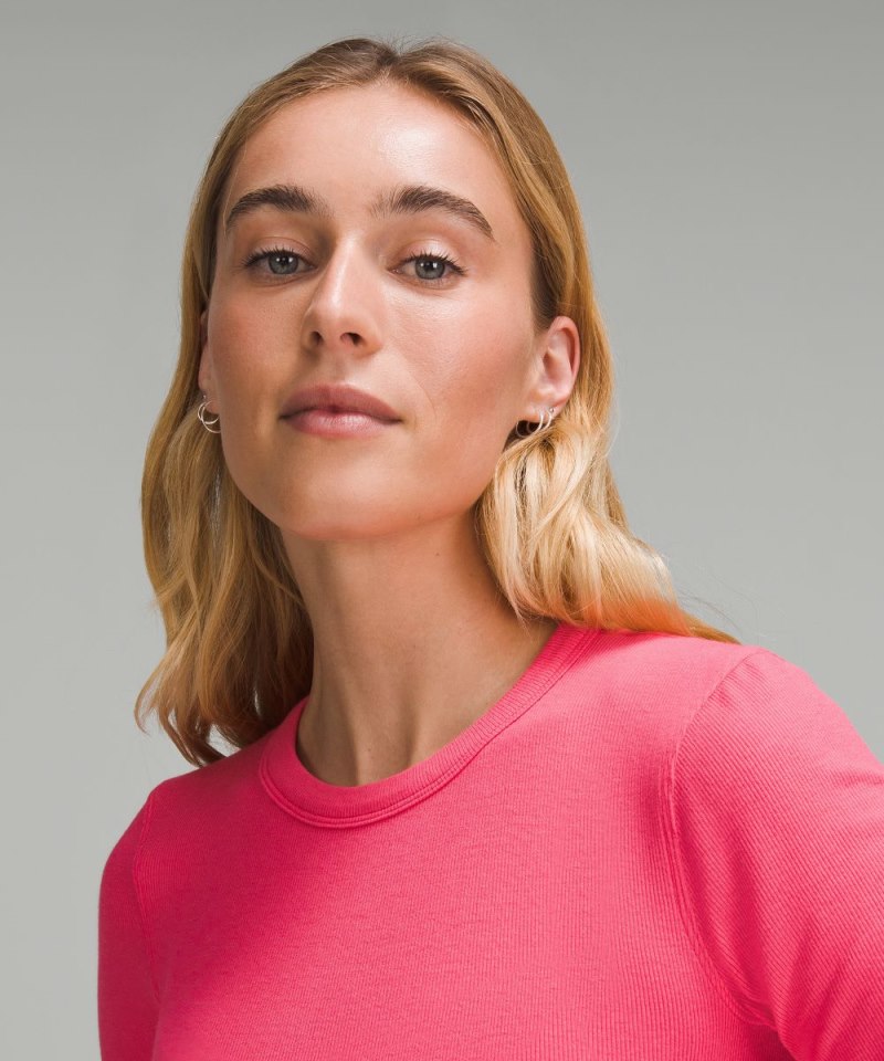 Lululemon Hold Tight Straight Hem Cropped T-Shirt Glaze Pink Online Outlet Sale