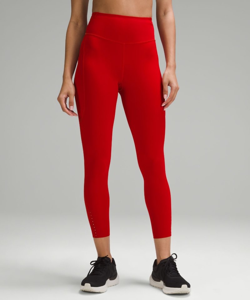 Lululemon Fast and Free High-Rise Tight 25” Pockets *Updated Dark Red Online Outlet Sale