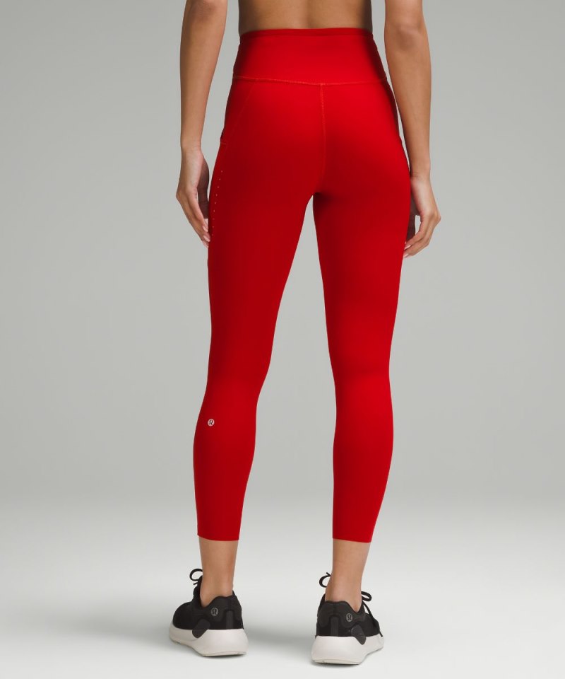 Lululemon Fast and Free High-Rise Tight 25” Pockets *Updated Dark Red Online Outlet Sale