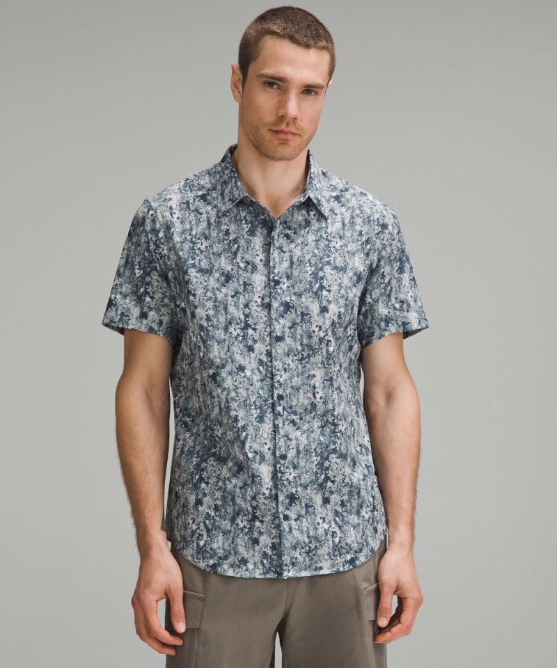 Lululemon Airing Easy Short-Sleeve Shirt Flower Glide Mini True Navy Multi Online Outlet Sale