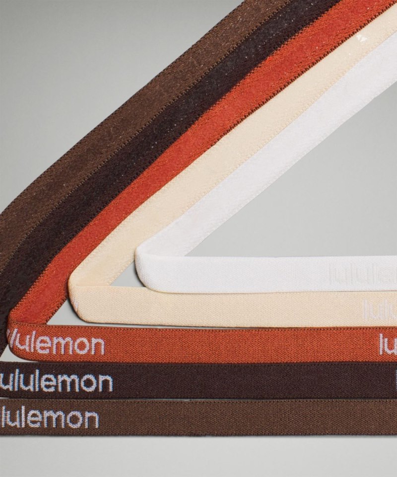 Lululemon Women's Skinny Adjustable Headbands *5 Pack French Press / Java / Aztec Orange / Pale Linen / White Online Outlet Sale