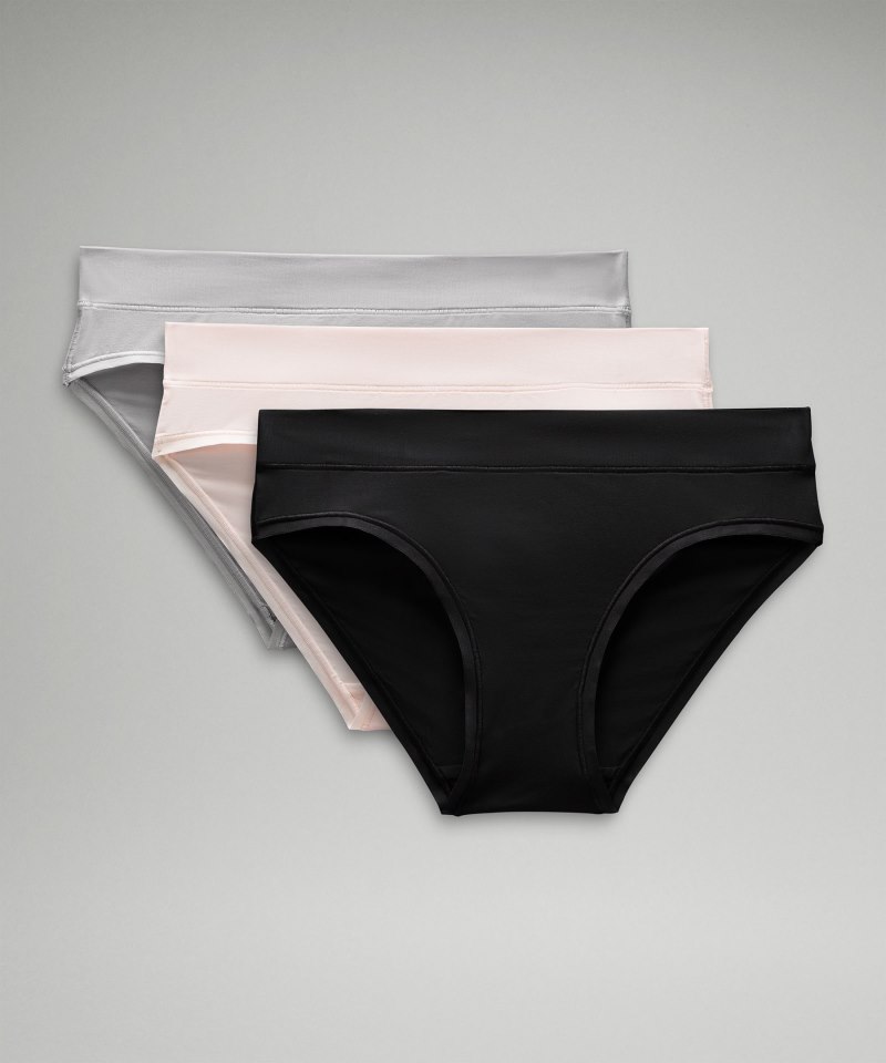 Lululemon UnderEase Mid-Rise Bikini Underwear *3 Pack Silver Drop / Strawberry Milkshake / Black Online Outlet Sale
