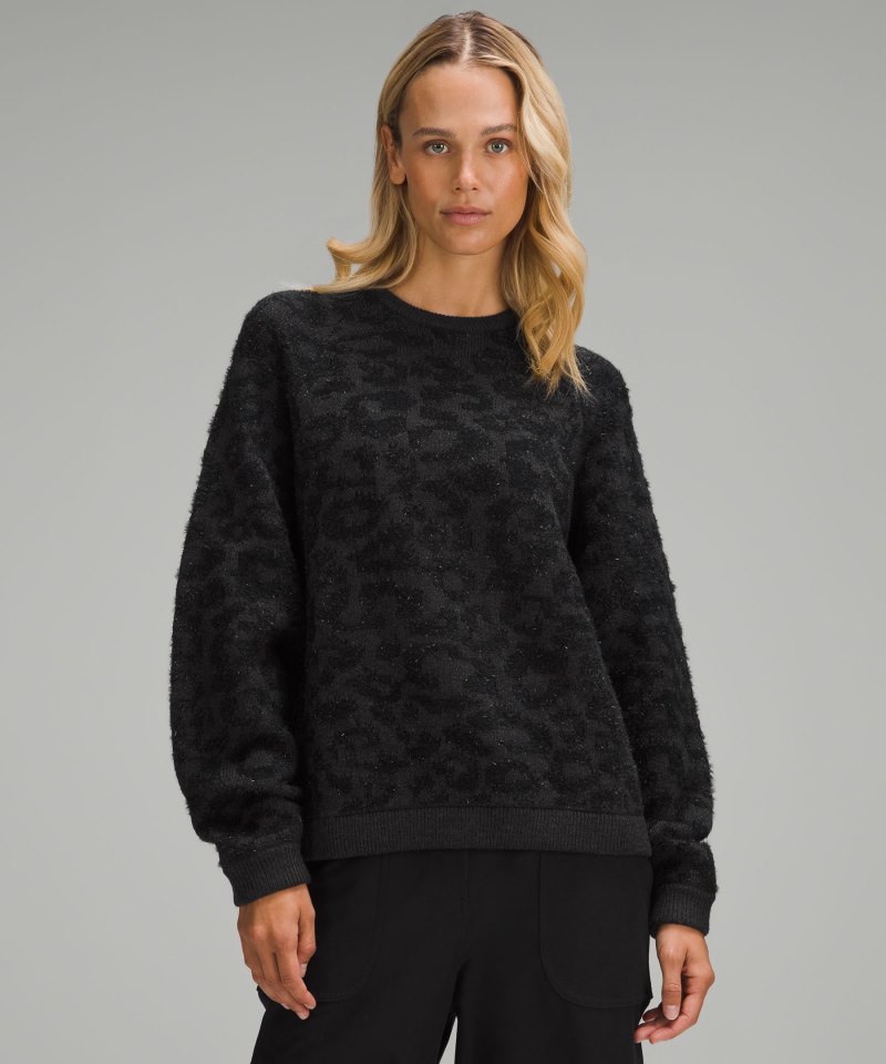 Lululemon Wool-Blend Jacquard Sweater Knit Leopard Graphite Grey Black Online Outlet Sale
