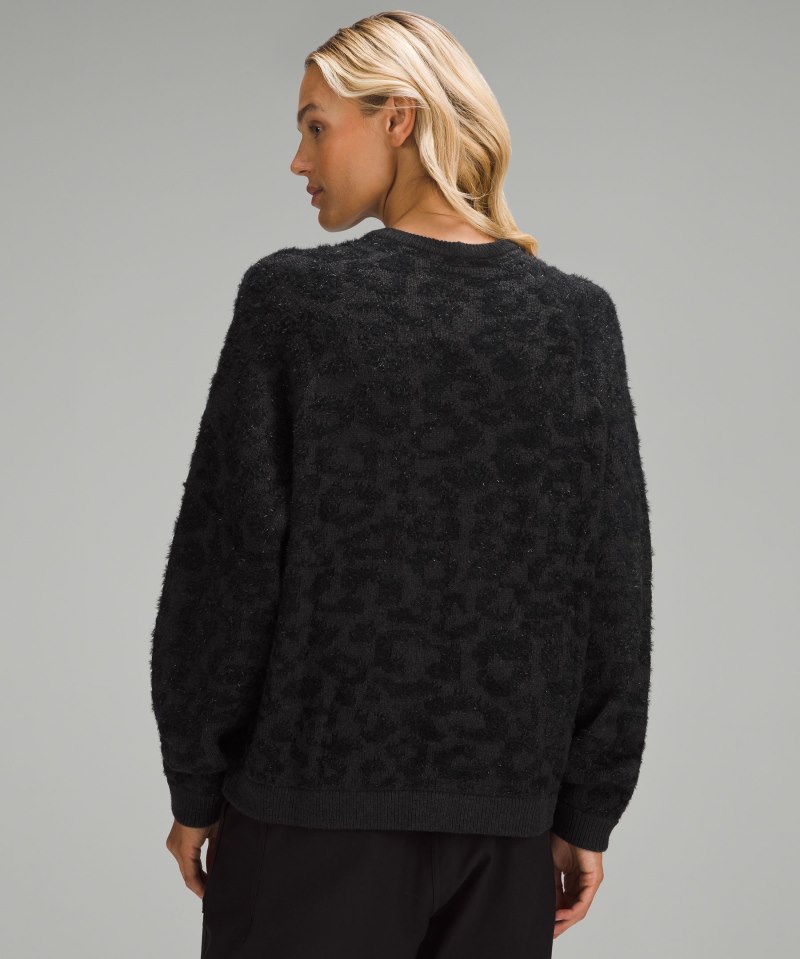 Lululemon Wool-Blend Jacquard Sweater Knit Leopard Graphite Grey Black Online Outlet Sale
