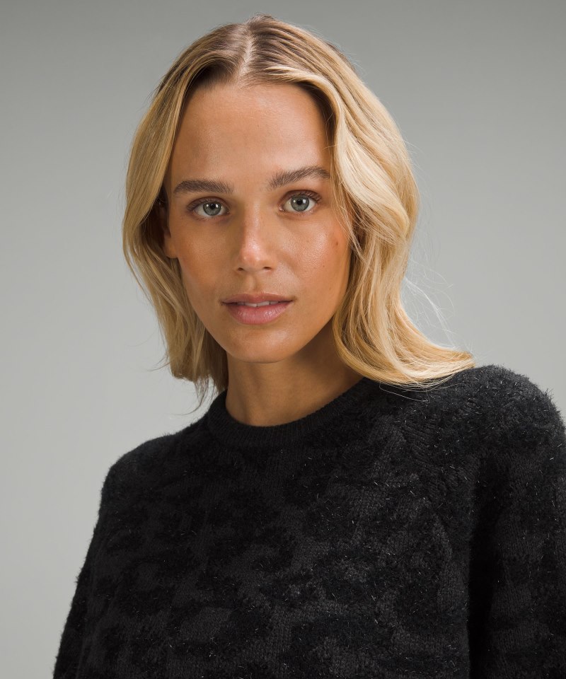 Lululemon Wool-Blend Jacquard Sweater Knit Leopard Graphite Grey Black Online Outlet Sale
