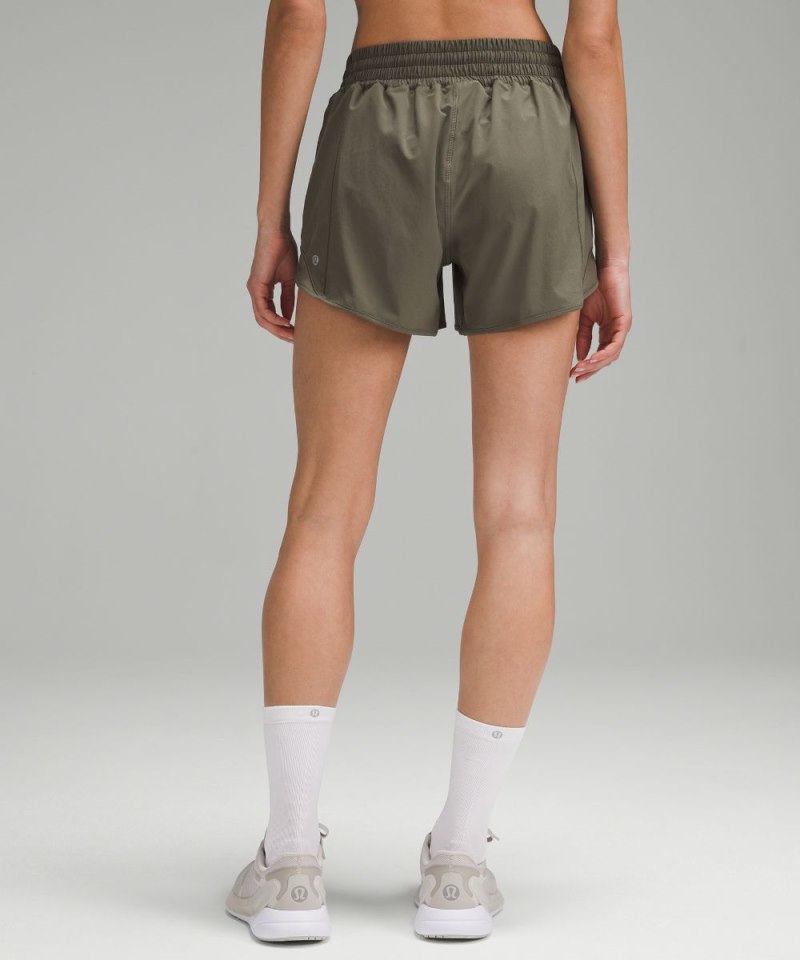 Lululemon Hotty Hot High-Rise Lined Short 4" Army Green Online Outlet Sale