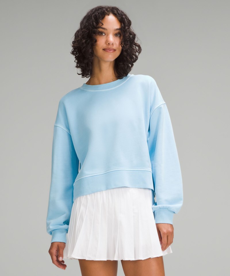 Lululemon Perfectly Oversized Cropped Crew *Dye Mineral Dye Editor Blue Online Outlet Sale
