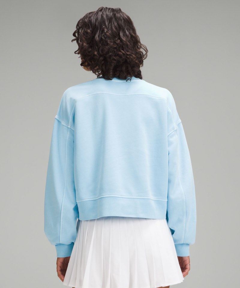 Lululemon Perfectly Oversized Cropped Crew *Dye Mineral Dye Editor Blue Online Outlet Sale