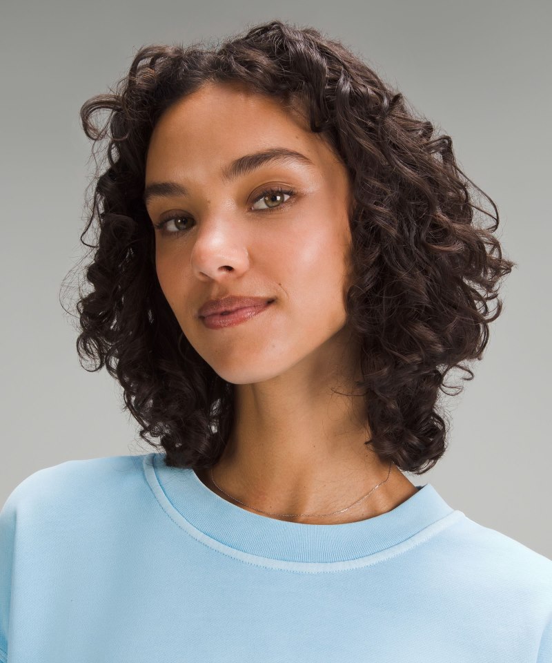 Lululemon Perfectly Oversized Cropped Crew *Dye Mineral Dye Editor Blue Online Outlet Sale