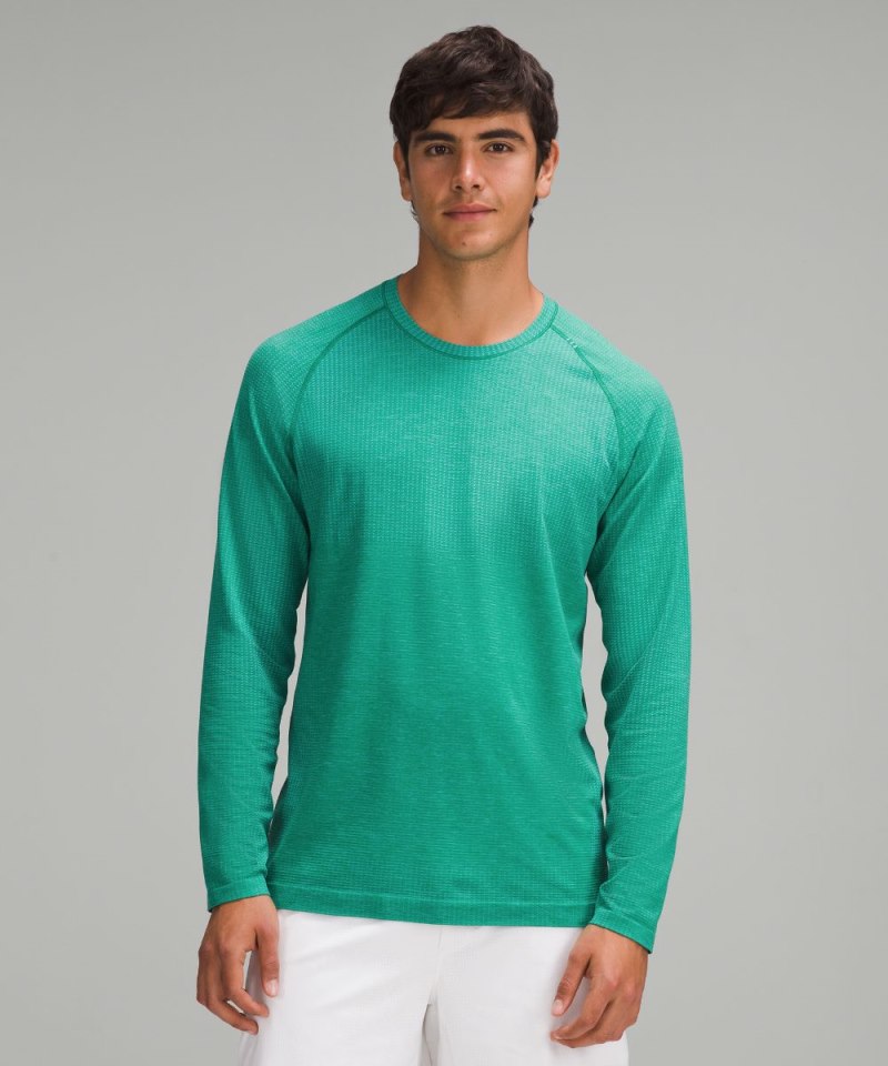 Lululemon Metal Vent Tech Long-Sleeve Shirt *Updated Fit Kayak Blue Light / Cascadia Green Online Outlet Sale