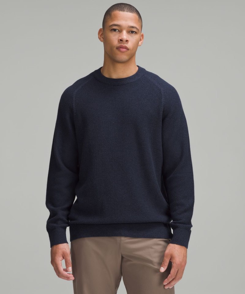 Lululemon Textured Knit Crewneck Sweater Heathered Classic Navy Online Outlet Sale