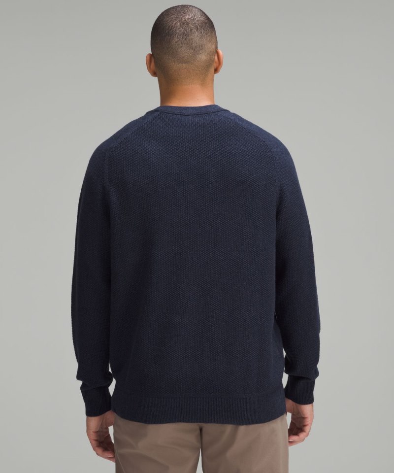 Lululemon Textured Knit Crewneck Sweater Heathered Classic Navy Online Outlet Sale