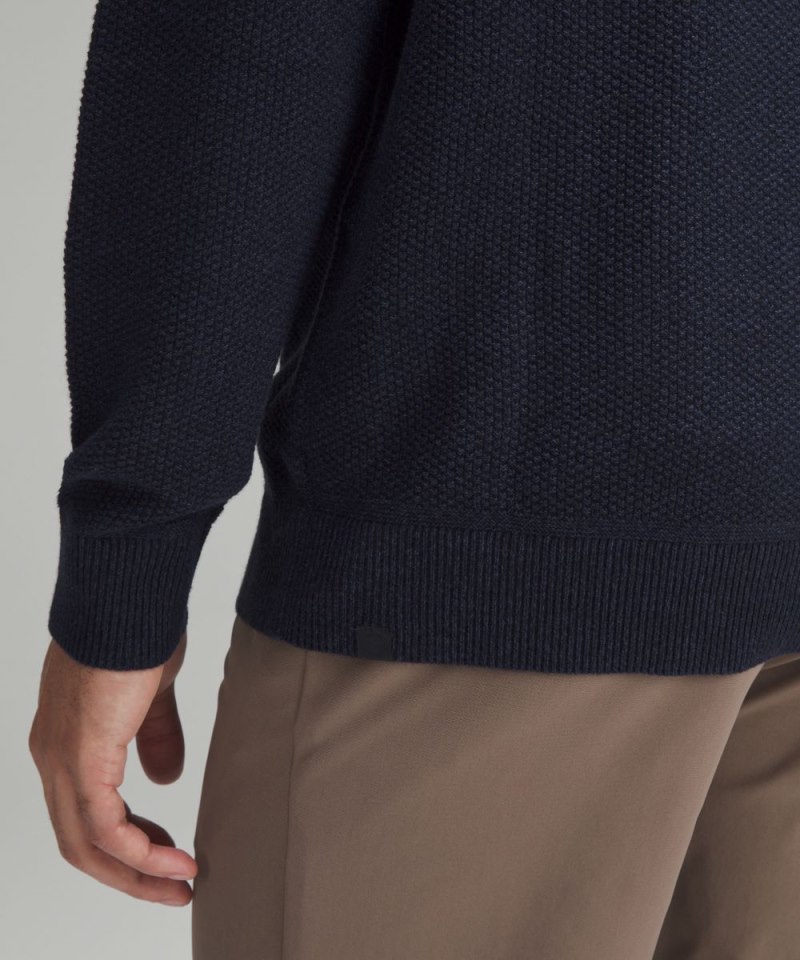 Lululemon Textured Knit Crewneck Sweater Heathered Classic Navy Online Outlet Sale