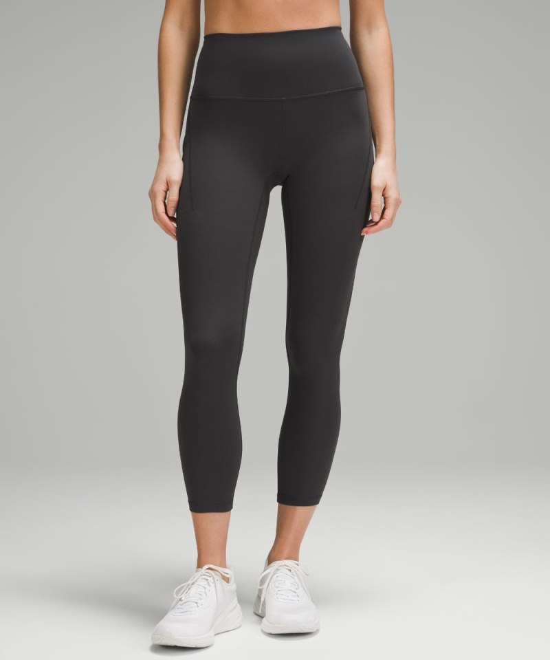 Lululemon Wunder Train High-Rise Crop with Pockets 23" Graphite Grey Online Outlet Sale