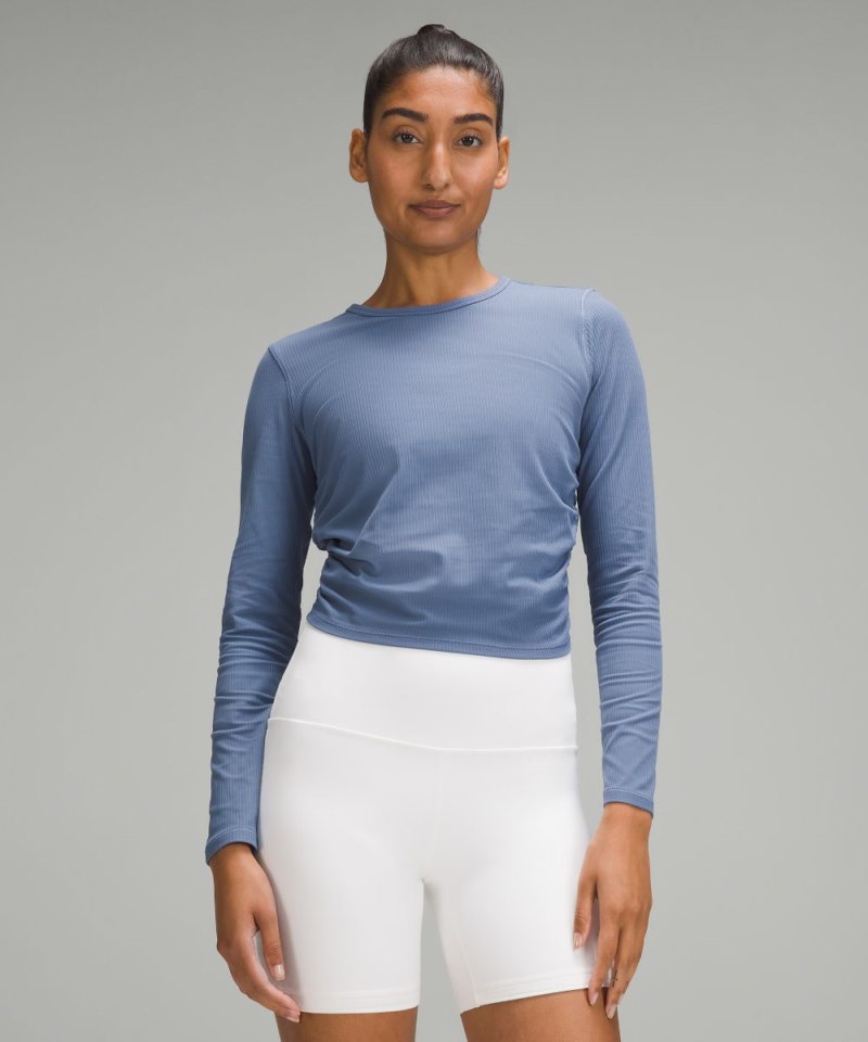 Lululemon All It Takes Ribbed Nulu Long-Sleeve Shirt Oasis Blue Online Outlet Sale