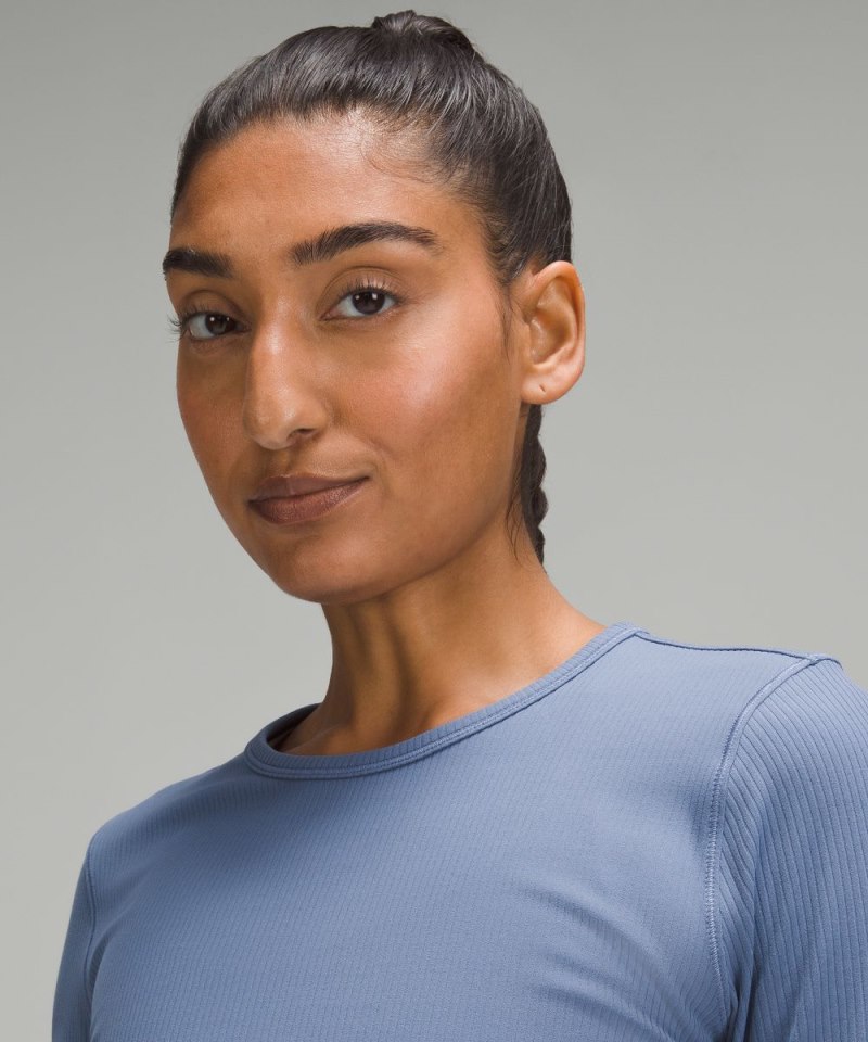 Lululemon All It Takes Ribbed Nulu Long-Sleeve Shirt Oasis Blue Online Outlet Sale