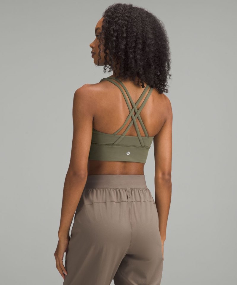 Lululemon lululemon Energy Longline Bra *Medium Support, B–D Cups Army Green Online Outlet Sale