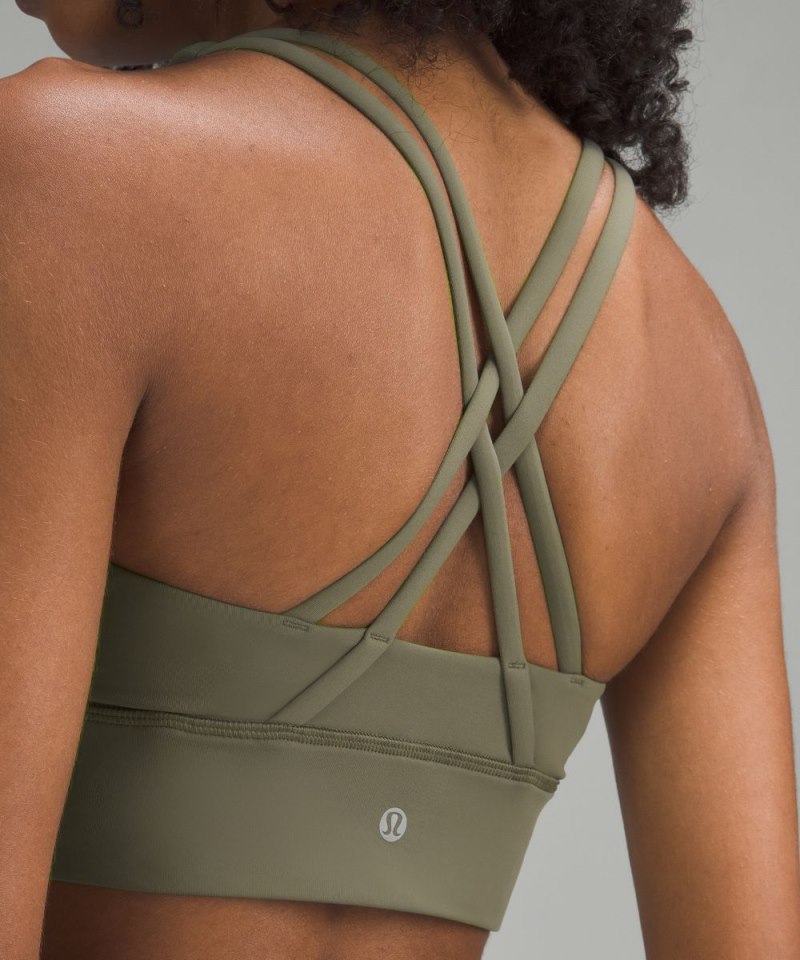 Lululemon lululemon Energy Longline Bra *Medium Support, B–D Cups Army Green Online Outlet Sale