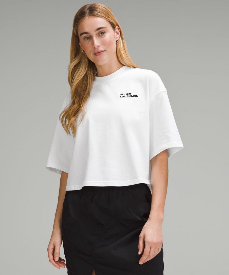 Lululemon Brushed Heavyweight Cotton Cropped Crew T-Shirt White Online Outlet Sale