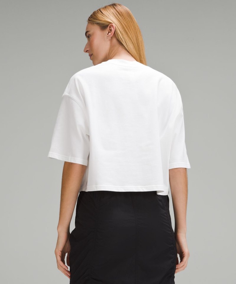Lululemon Brushed Heavyweight Cotton Cropped Crew T-Shirt White Online Outlet Sale