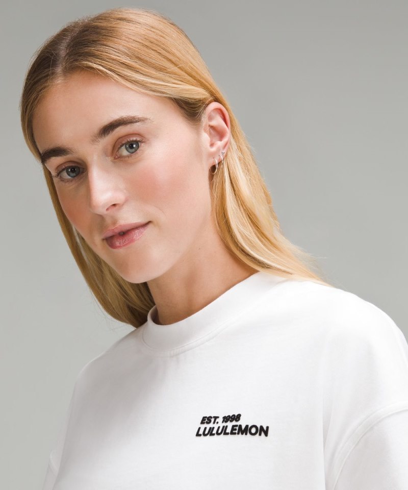 Lululemon Brushed Heavyweight Cotton Cropped Crew T-Shirt White Online Outlet Sale