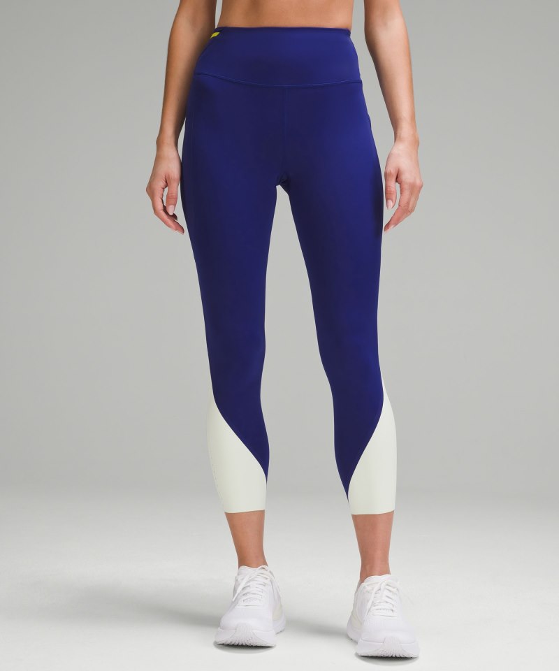 Lululemon Fast and Free High-Rise Tight 25" *Colour Block Larkspur / Lichen Lime / Elixir Online Outlet Sale