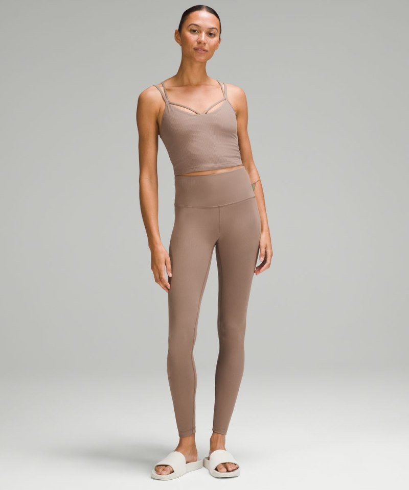 Lululemon Wunder Train High-Rise Ribbed Tight 28" Taupetastic Online Outlet Sale