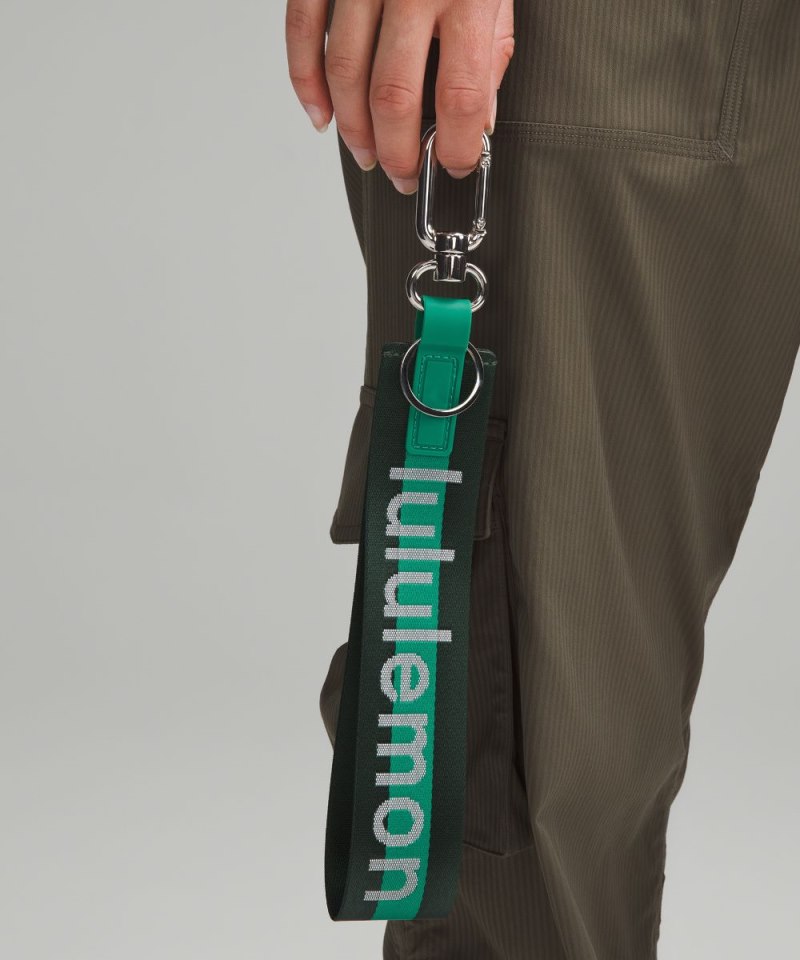 Lululemon Never Lost Keychain *Wordmark Legacy Green / Cascadia Green / White Online Outlet Sale