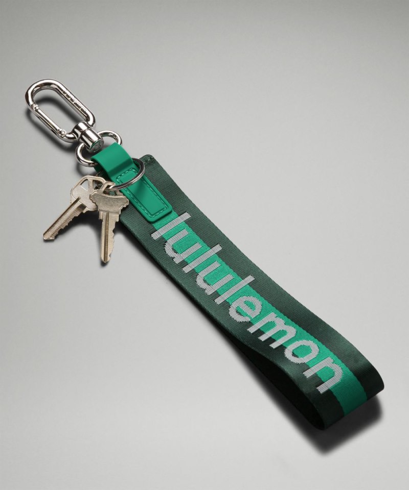 Lululemon Never Lost Keychain *Wordmark Legacy Green / Cascadia Green / White Online Outlet Sale