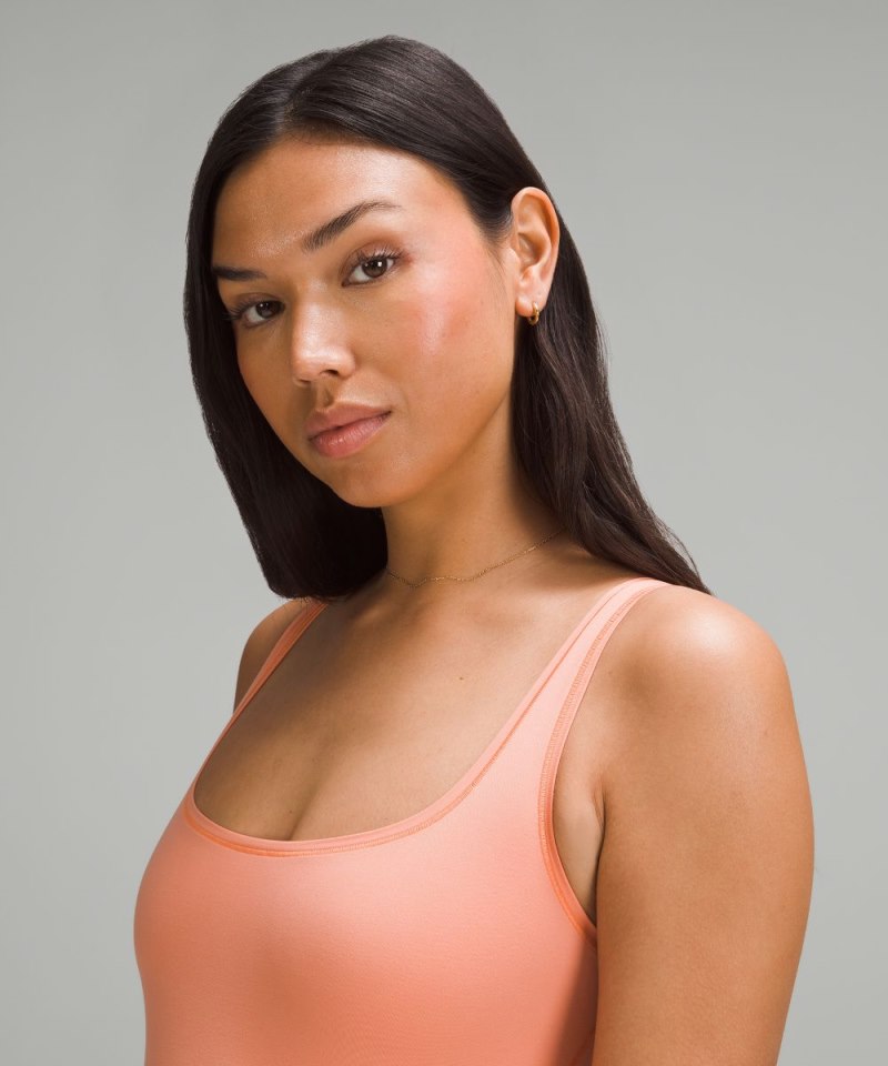 Lululemon Wundermost Ultra-Soft Nulu Square-Neck Sleeveless Bodysuit Coral Kiss Online Outlet Sale
