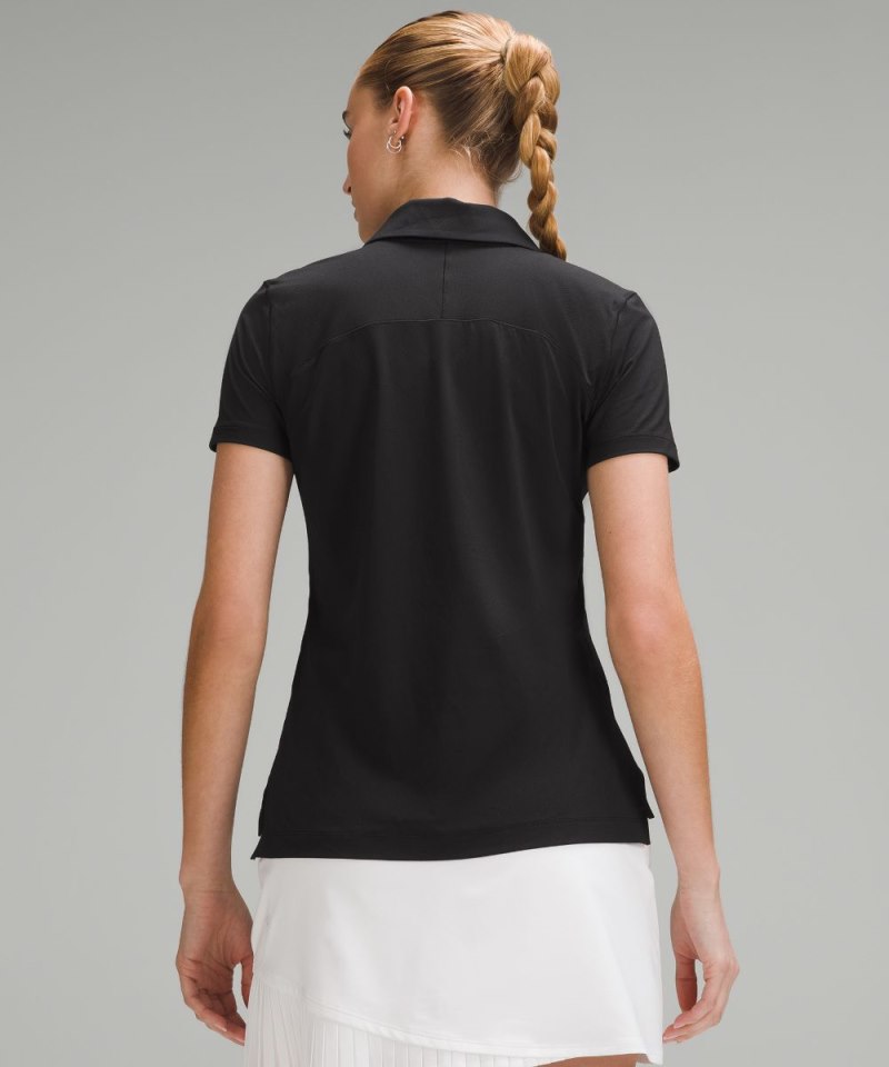 Lululemon Quick Dry Short-Sleeve Polo Shirt *Straight Hem Black Online Outlet Sale