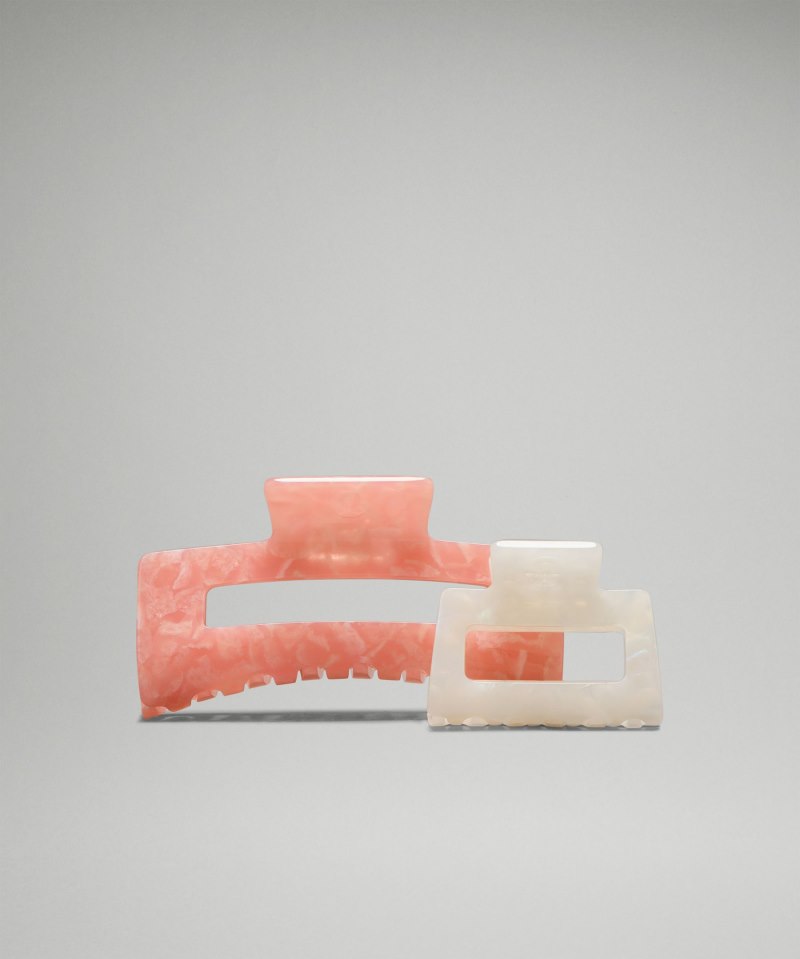 Lululemon Extra Large + Medium Claw Hair Clips *2 Pack Canyon / Dew Pink / White Opal / Silverstone Online Outlet Sale