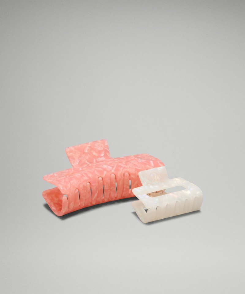 Lululemon Extra Large + Medium Claw Hair Clips *2 Pack Canyon / Dew Pink / White Opal / Silverstone Online Outlet Sale