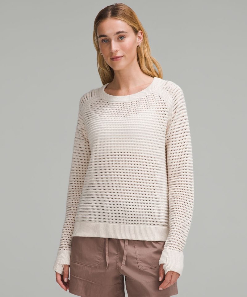 Lululemon Pointelle-Knit Cotton Sweater White Opal Online Outlet Sale