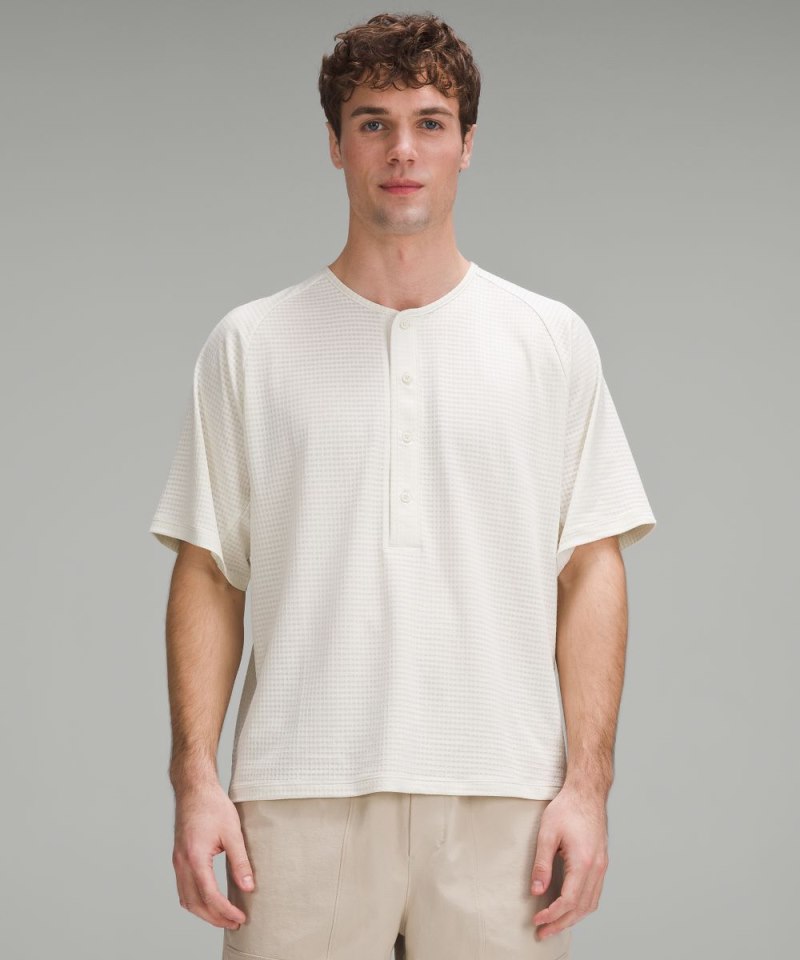 Lululemon Textured-Grid Short-Sleeve Henley Bone / Light Ivory Online Outlet Sale