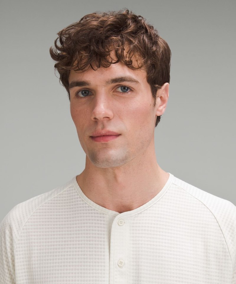 Lululemon Textured-Grid Short-Sleeve Henley Bone / Light Ivory Online Outlet Sale