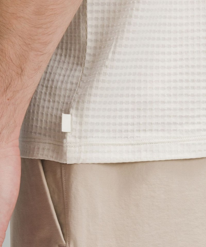 Lululemon Textured-Grid Short-Sleeve Henley Bone / Light Ivory Online Outlet Sale