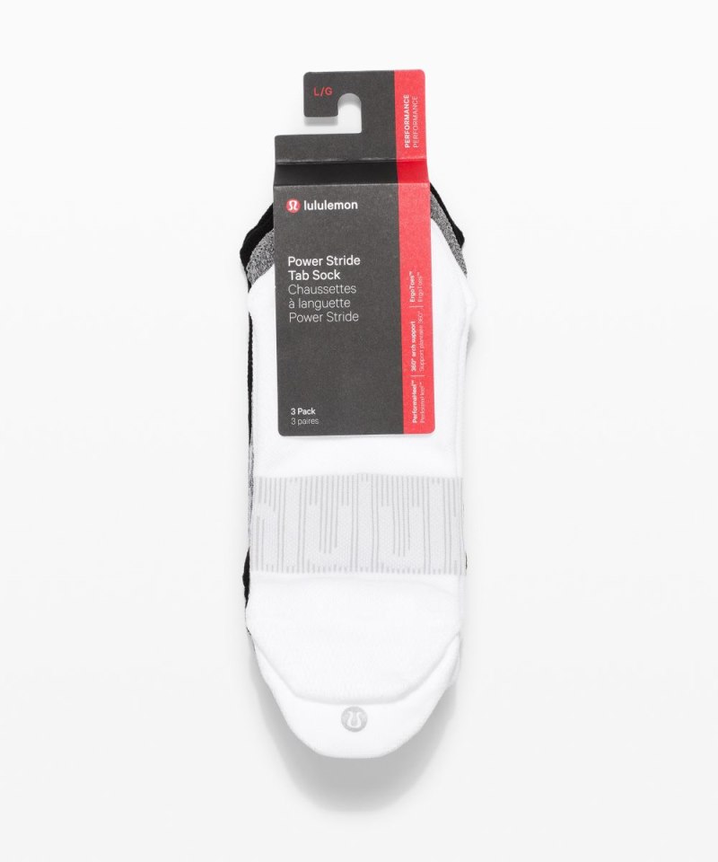 Lululemon Men's Power Stride Tab Socks *3 Pack White / Heather Grey / Black Online Outlet Sale