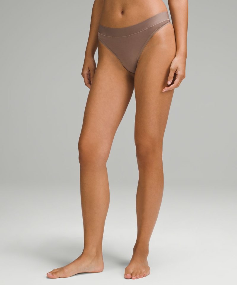 Lululemon UnderEase Mid-Rise Thong Underwear *3 Pack Strawberry Milkshake / Taupetastic / Jumie Stripe White Vapor Online Outlet Sale