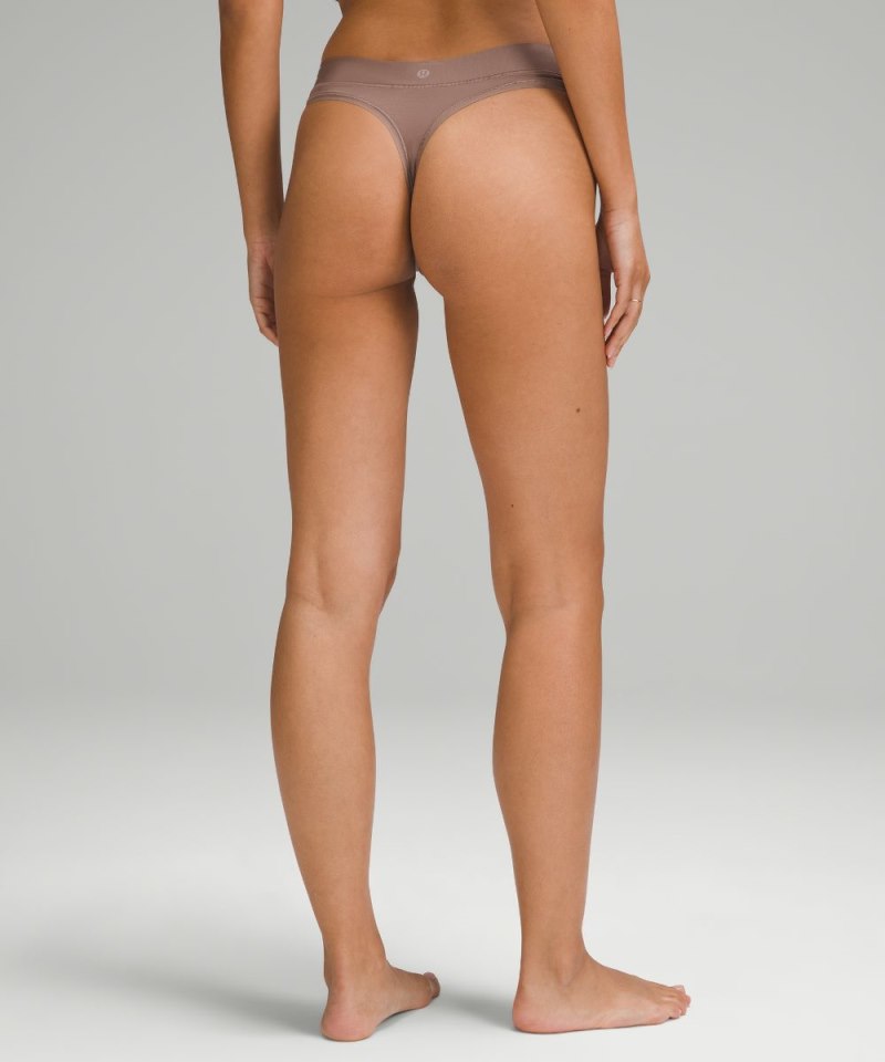 Lululemon UnderEase Mid-Rise Thong Underwear *3 Pack Strawberry Milkshake / Taupetastic / Jumie Stripe White Vapor Online Outlet Sale