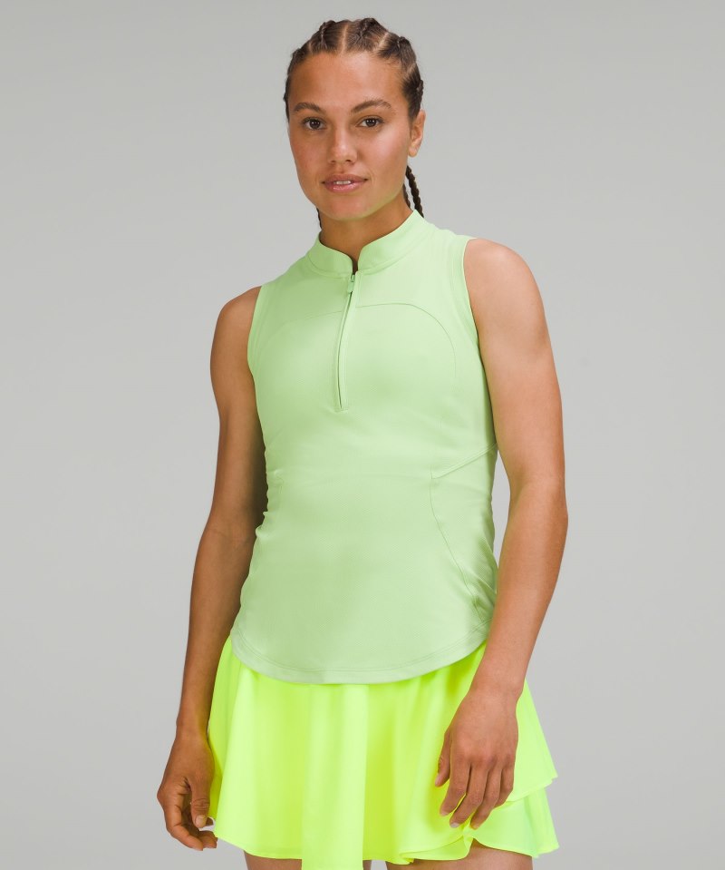 Lululemon Front-Zip Mockneck Tennis Tank Top Scream Green Light Online Outlet Sale