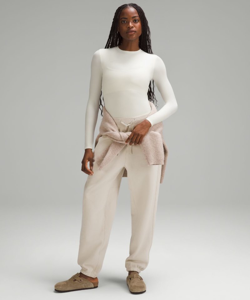 Lululemon Wundermost Ultra-Soft Nulu Crewneck Long-Sleeve Shirt Bone Online Outlet Sale