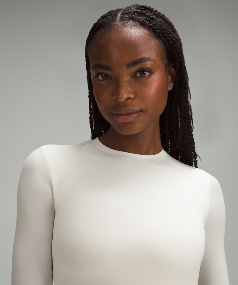 Lululemon Wundermost Ultra-Soft Nulu Crewneck Long-Sleeve Shirt Bone Online Outlet Sale