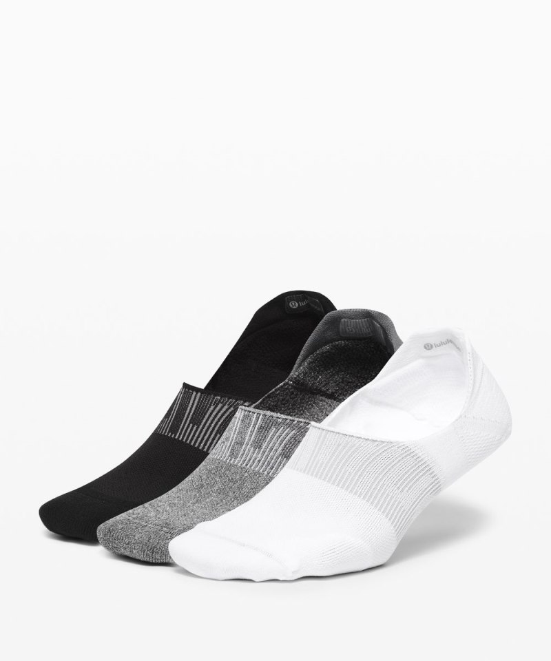 Lululemon Women's Power Stride No-Show Socks with Active Grip *3 Pack White / Heather Grey / Black Online Outlet Sale